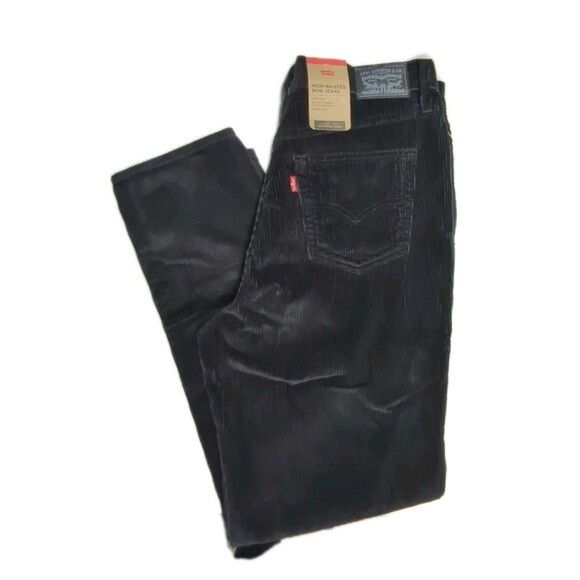 Levi's Corduroy Mom Jeans Women High-Waisted Size 30x30 Black Tapered Leg - Picture 2 of 13